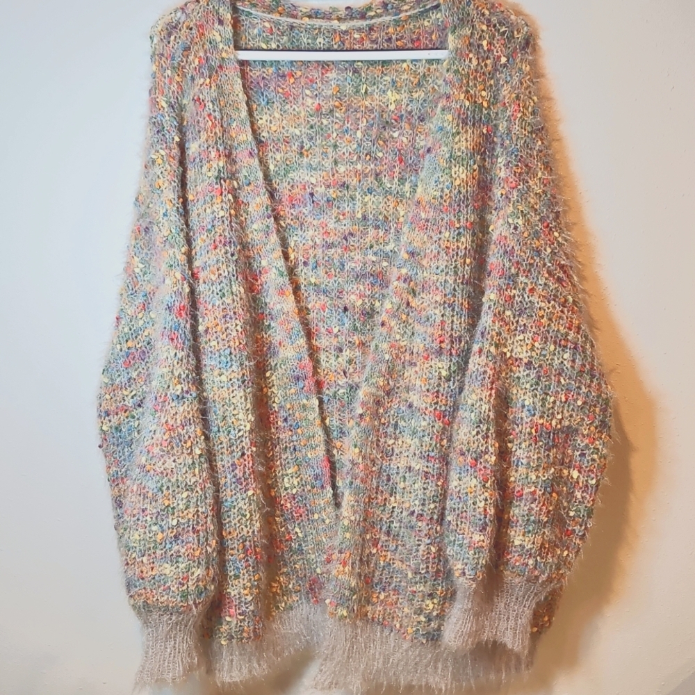 SHEIN Multicolor Fuzzy Knit Open Cardigan - Picture 5 of 9
